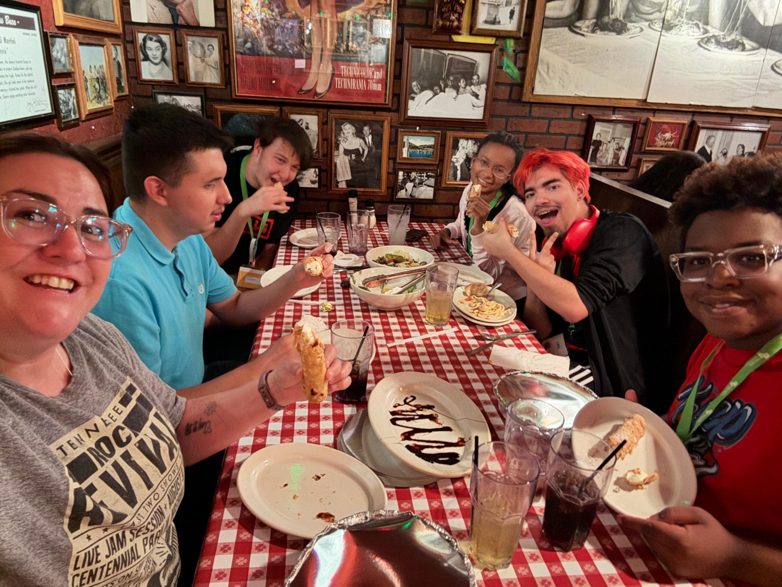 students eat italian food